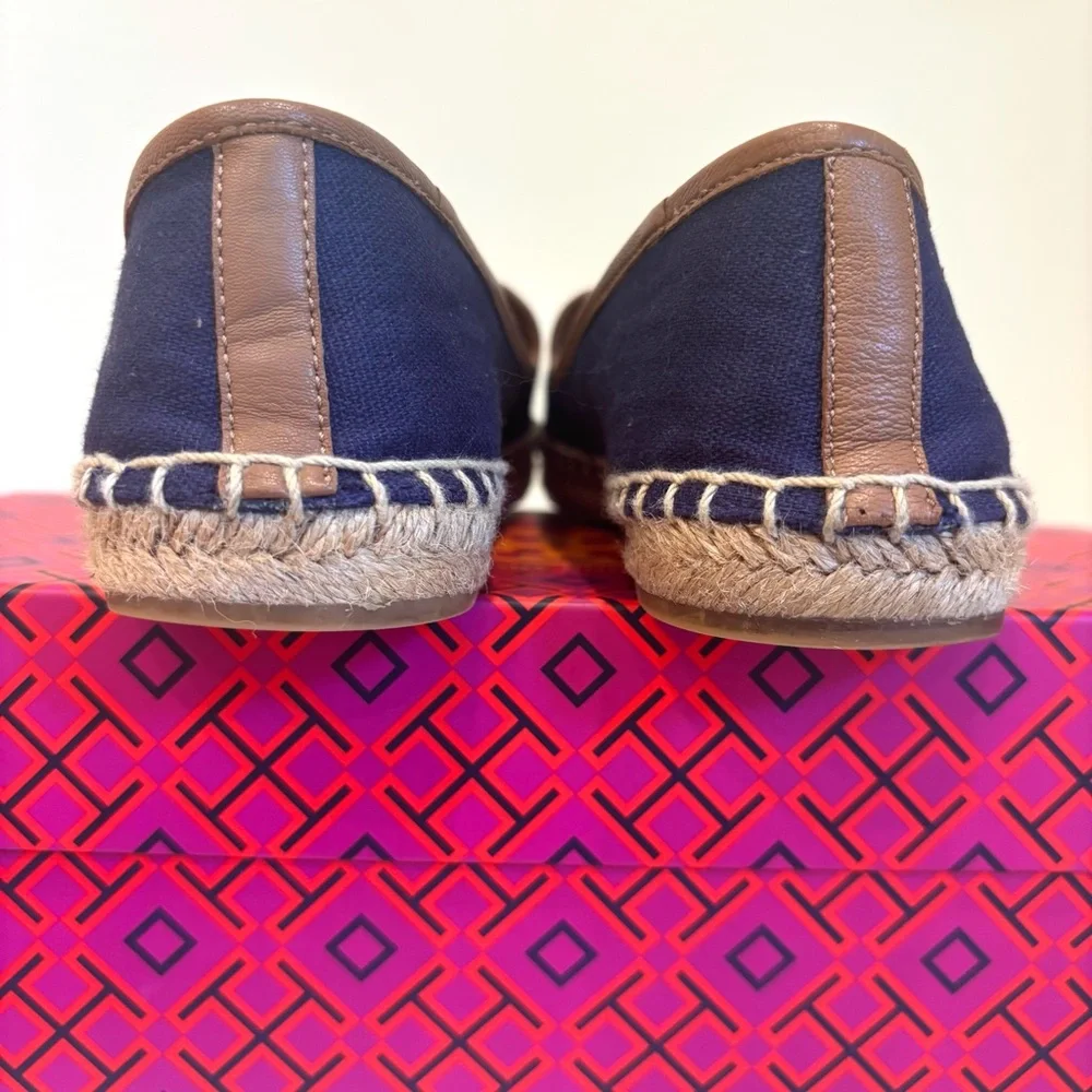 Tory Burch Women’s Maritime Flat Espadrille Size 8 Navy Canvas Nautical Anchor
